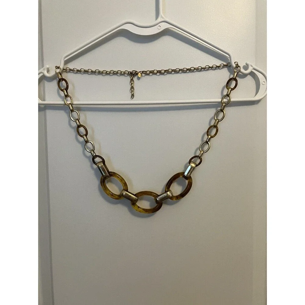 Silpada Chain Belt Gold Tone Links Faux Tortoise Shell 35